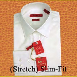White stretch slim-fit dress shirt Solid White
