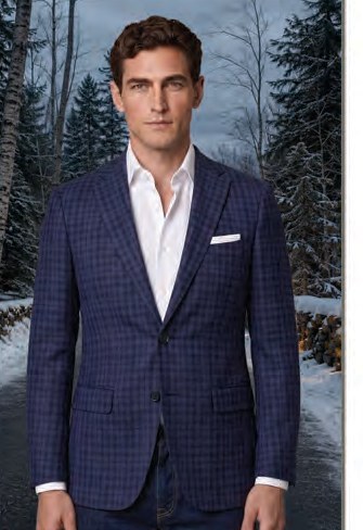Navy Burgundy Check sport jacket Navy Burgundy Check