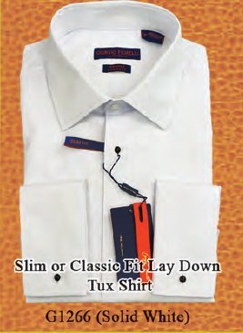 White lay-down-collar tuxedo shirt Solid White