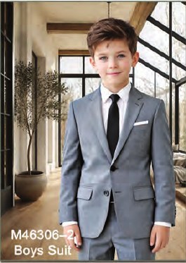 Mantoni Solid Lt. Gray Boys’ Suit Solid Lt. Gray
