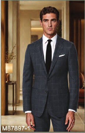 Mantoni Charcoal Windowpane Suit Charcoal Windowpane