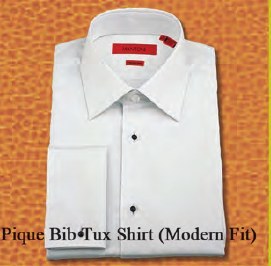 White pique-bib tuxedo shirt White