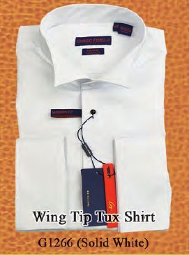 White wing-tip tuxedo shirt Solid White