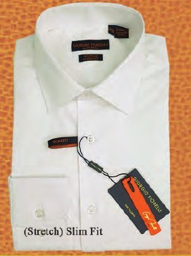 White stretch slim-fit dress shirt Solid White