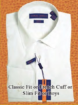 White dress shirt - classic, slim, French-cuff or boys option Solid White
