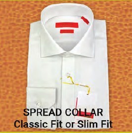 White spread-collar dress shirt Solid White