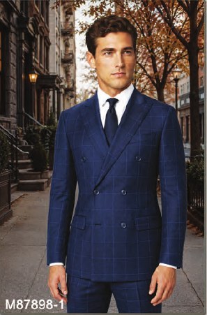 Mantoni Navy Windowpane Suit Navy Windowpane