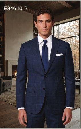 Enzo Tovare Navy Windowpane Suit Navy Windowpane
