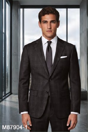 Mantoni Charcoal Plaid Suit Charcoal Plaid