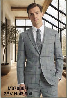 Mantoni Gray Windowpane Suit Gray Windowpane