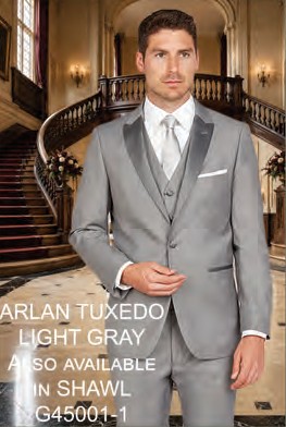 Shown: Solid LT. Gray / G45001-1. Arlan Tux