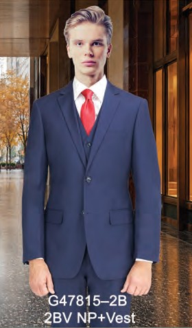 Shown: New Navy, 2BV No P+Vest. Other colours are supplier-listed options; this photo does not show those colours. The image applies only to the named cut, not every fit in a multi-cut product record.