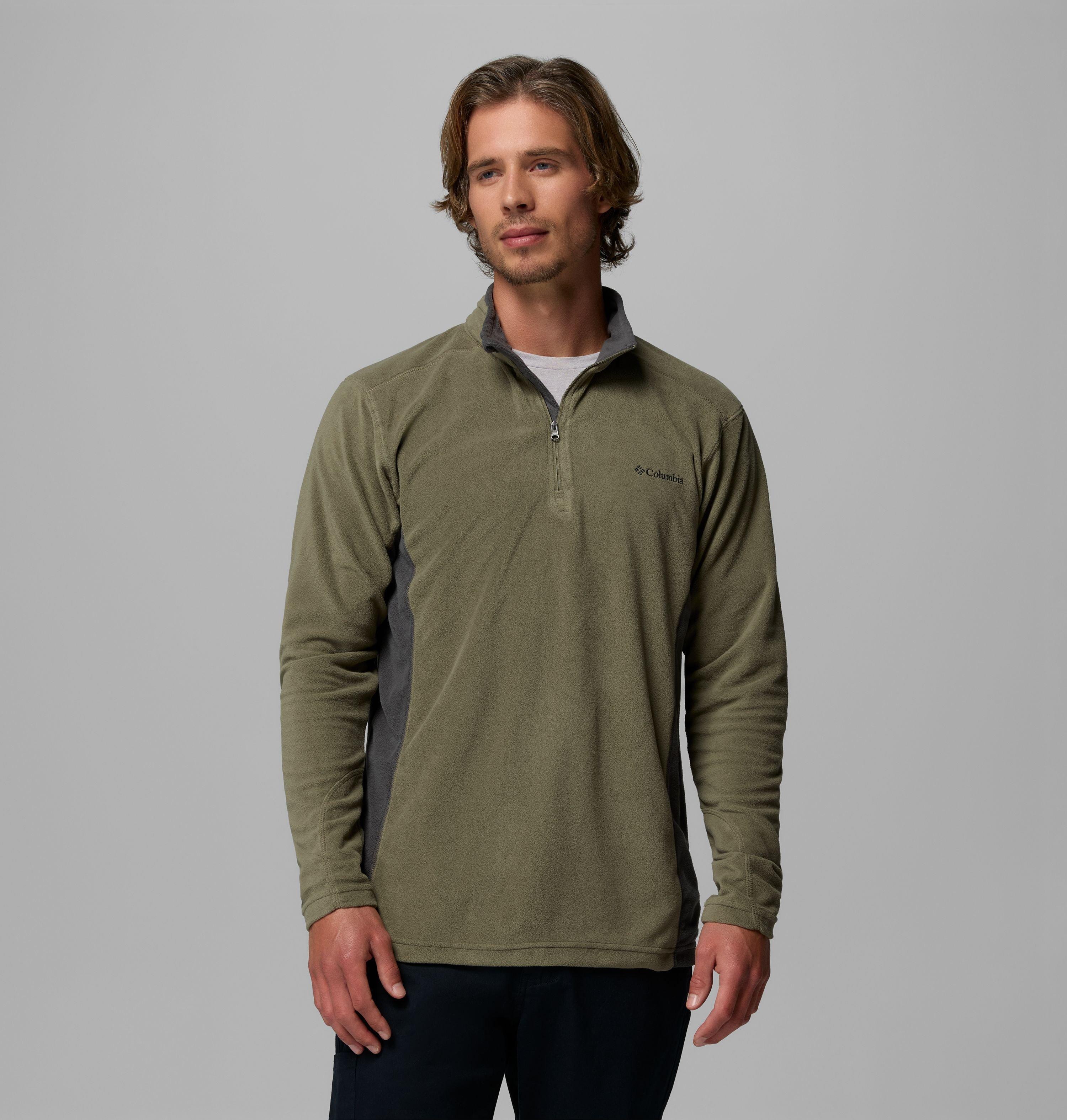 Columbia Klamath Range II half zip in Stone Green and Shark